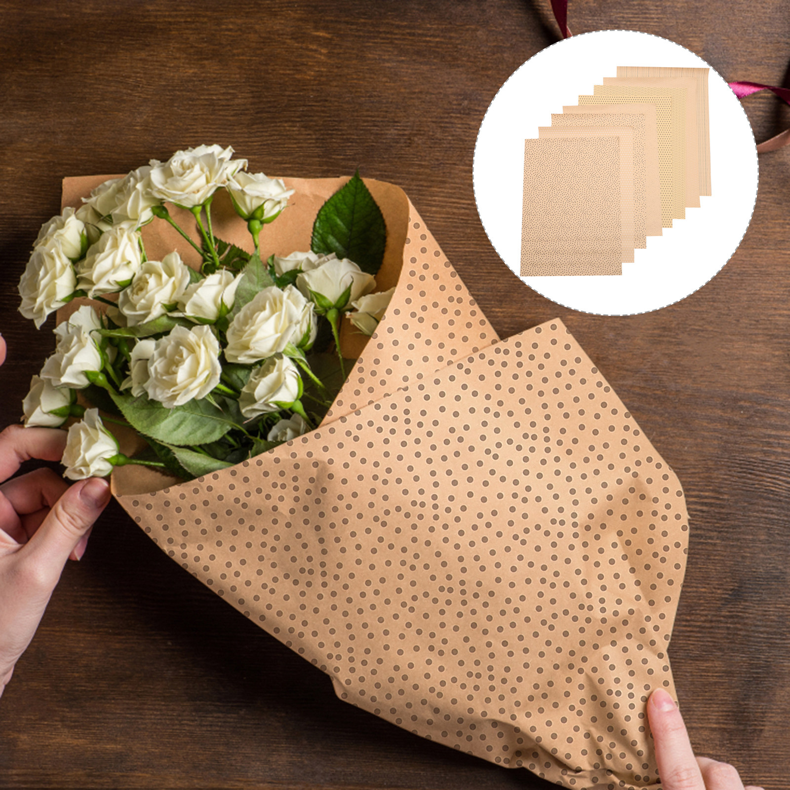 Gift Box Wrap Set - 8Pcs Retro Kraft Paper Wrapping Papers