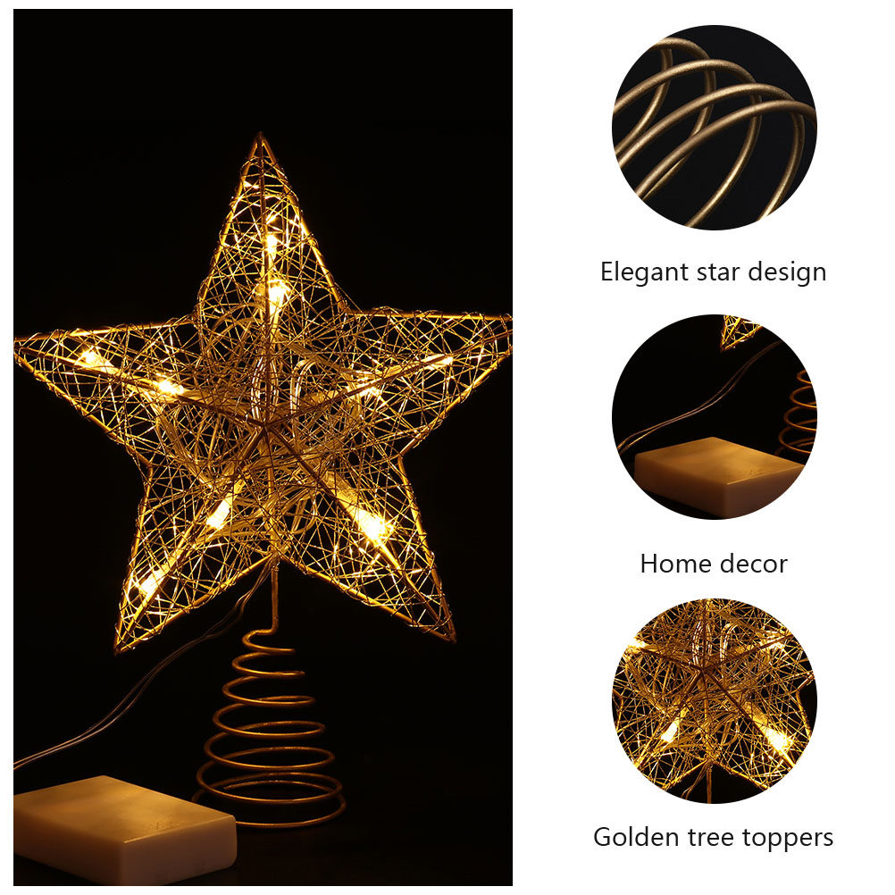 Star Tree Topper - 1Pcs LED Five-Pointed Star Christmas Tree