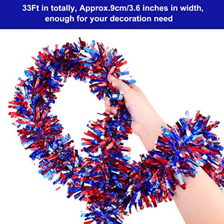 33FT Patriotic Glitter Tinsel  - Tinsel Garland Decoration review and price