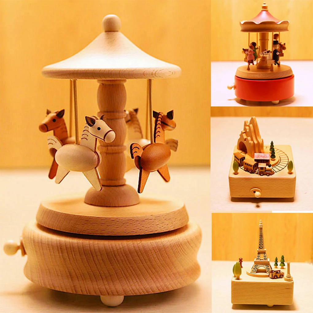 Wooden Carousel Music Box Orna - Snow Globe Musical review and price