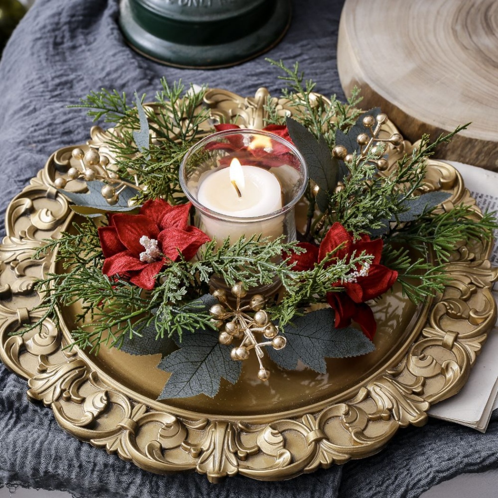 Christmas Candlestick Wreath R - Christmas Wreath Fake review and price