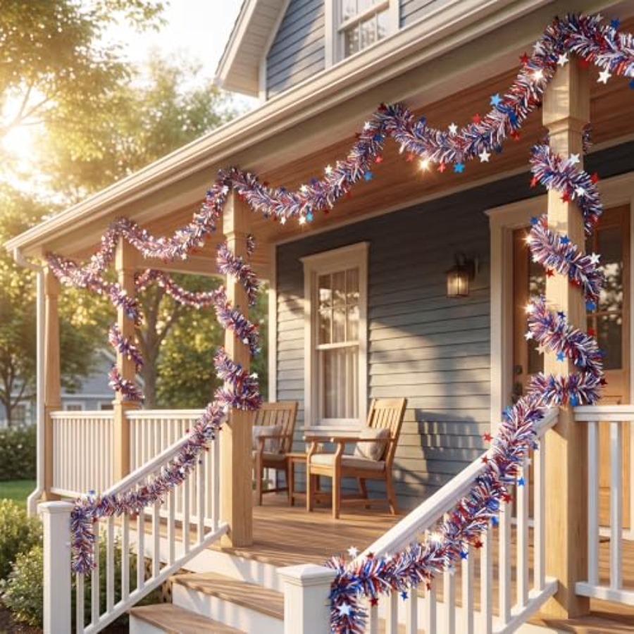 50FT Patriotic Garland, Red Wh - Tinsel Garland Decoration review and price