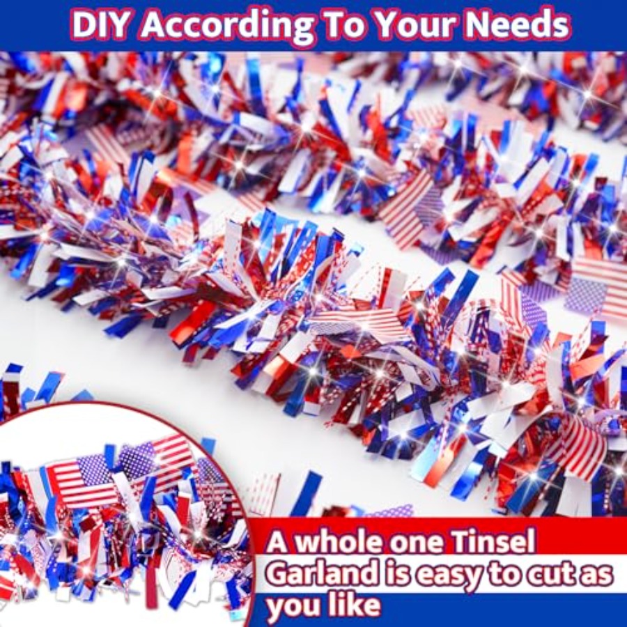 50FT 4th of July Tinsel Garlan - Tinsel Garland Decoration review and price