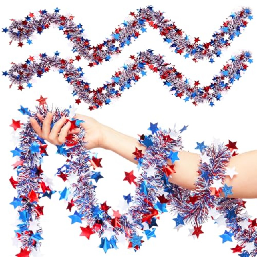 50 Ft Patriotic Tinsel Garland - Tinsel Garland Decoration review and price