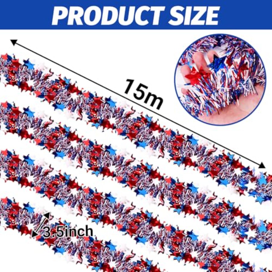 50 Ft Patriotic Tinsel Garland - Tinsel Garland Decoration review and price