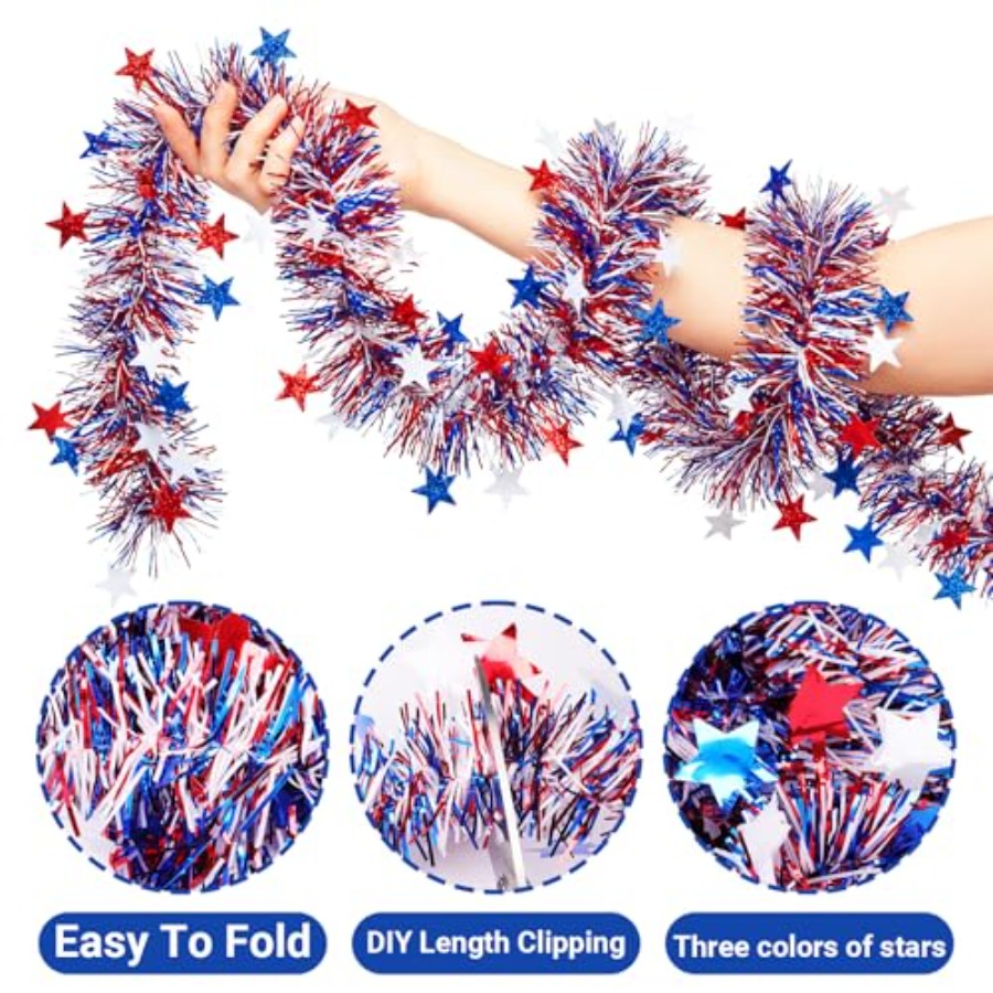 50 Ft Patriotic Tinsel Garland - Tinsel Garland Decoration review and price