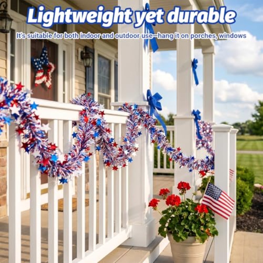 50 Ft Patriotic Tinsel Garland - Tinsel Garland Decoration review and price