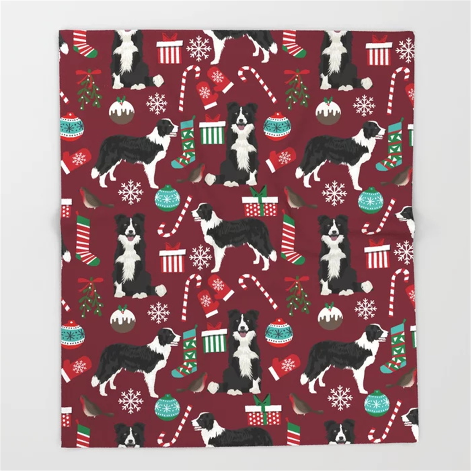 Border Collie Christmas Stocki - Christmas Throw Blanket review and price