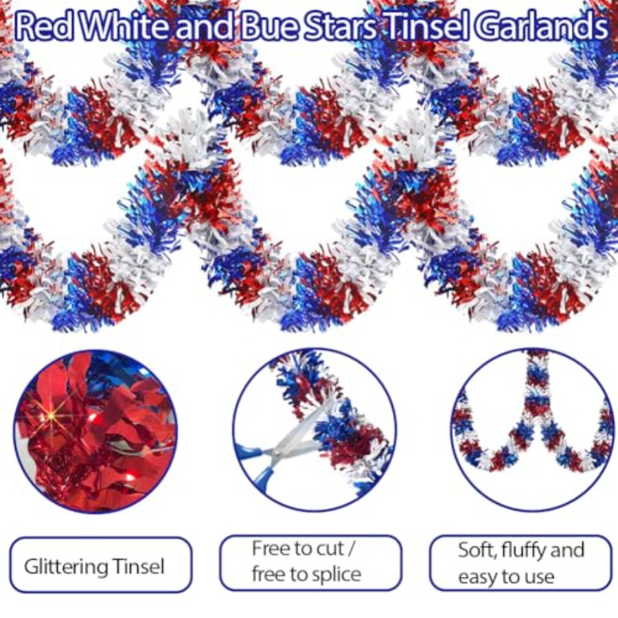 33 Ft 4th of July Patriotic Ti - Tinsel Garland Decoration review and price