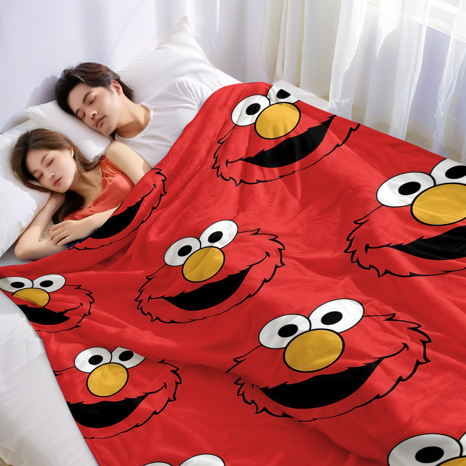Elmo Face Cartoon Anime Print  - Christmas Throw Blanket review and price
