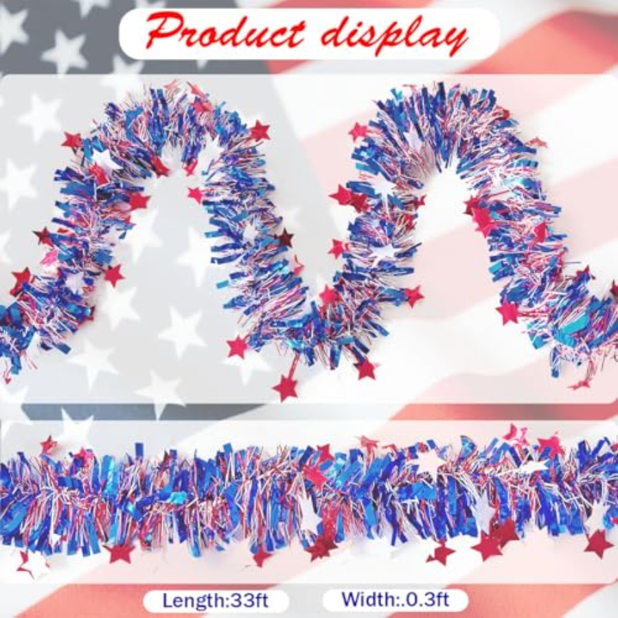33Ft 4th of July Red White Sta - Tinsel Garland Decoration review and price