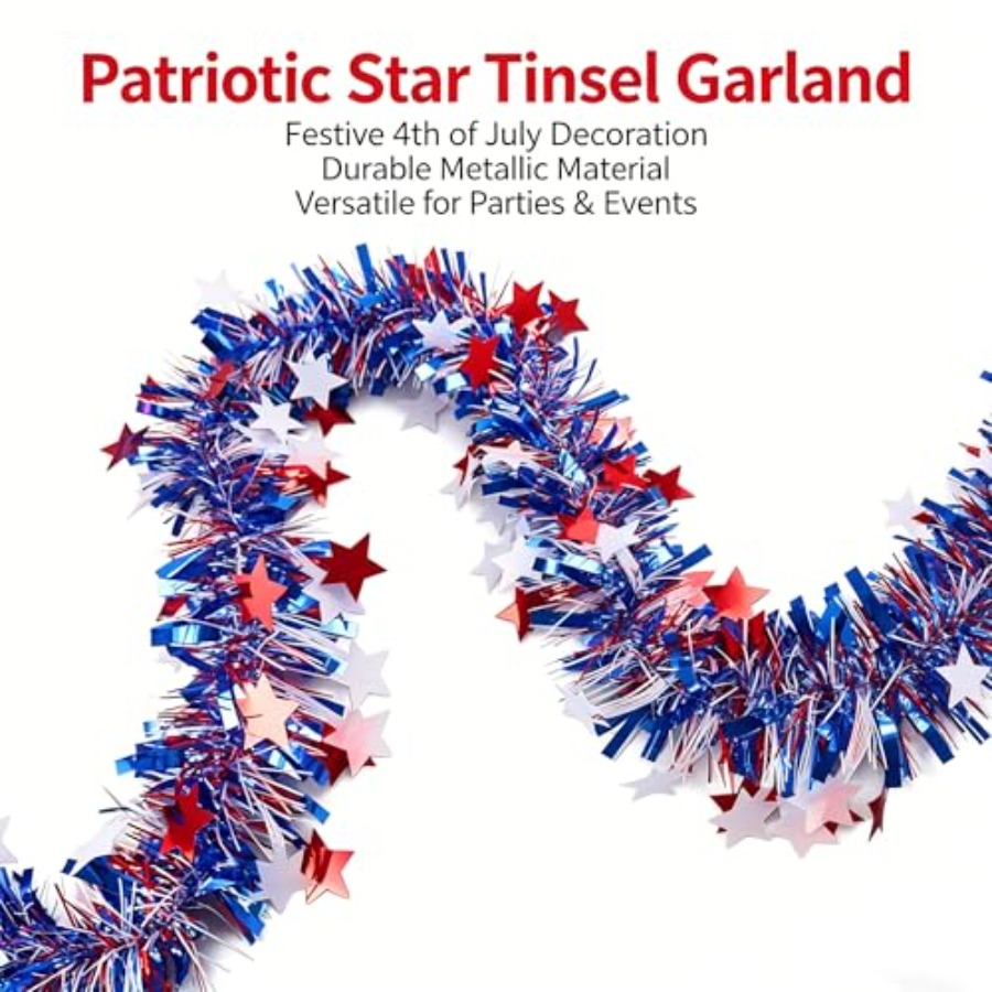 33Ft 4th of July Red White Sta - Tinsel Garland Decoration review and price