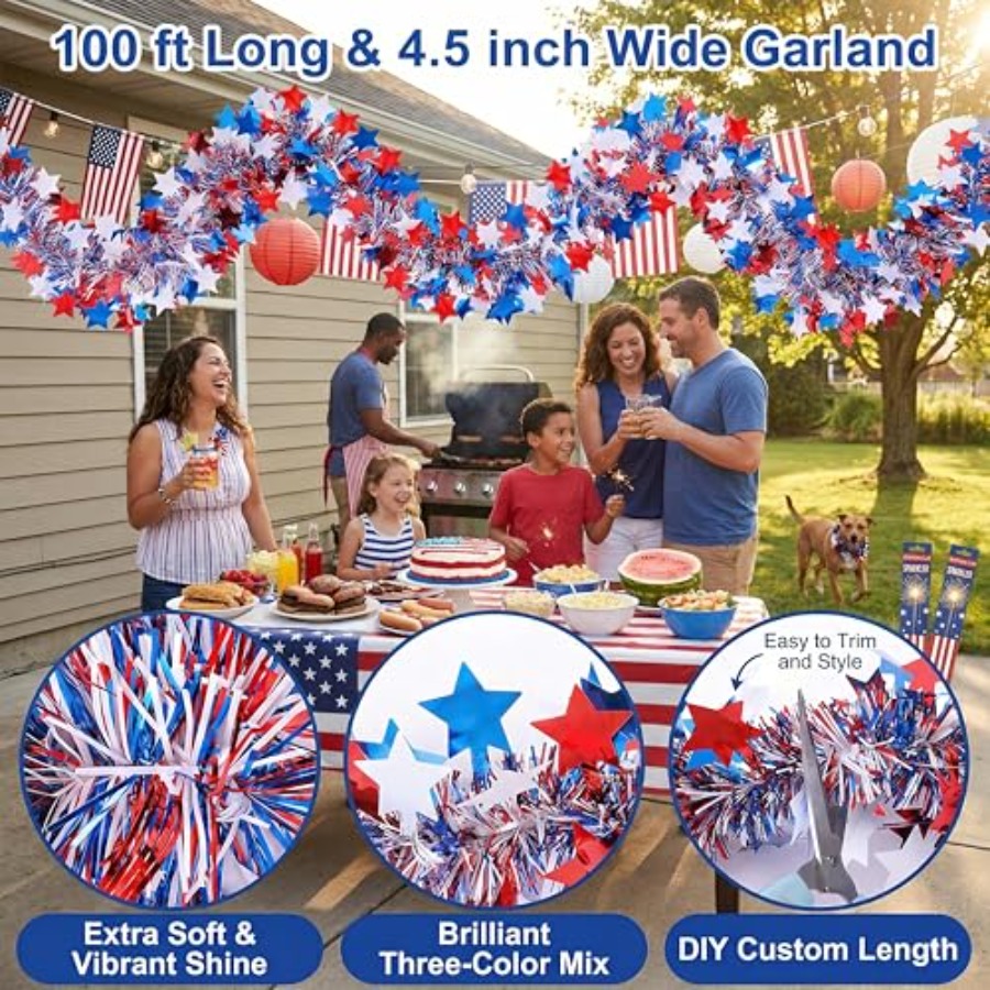 4th of July Garland Decoration - Tinsel Garland Decoration review and price