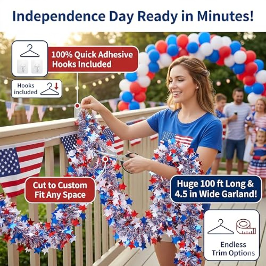 4th of July Garland Decoration - Tinsel Garland Decoration review and price