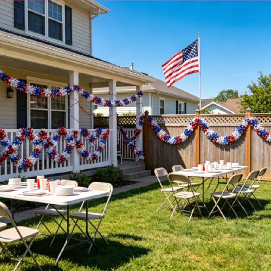33Ft Patriotic Tinsel Garland  - Tinsel Garland Decoration review and price