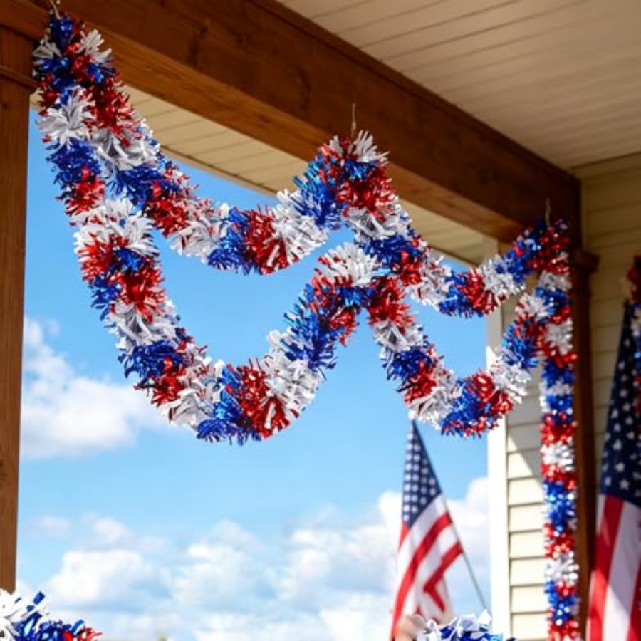 33Ft Patriotic Tinsel Garland  - Tinsel Garland Decoration review and price