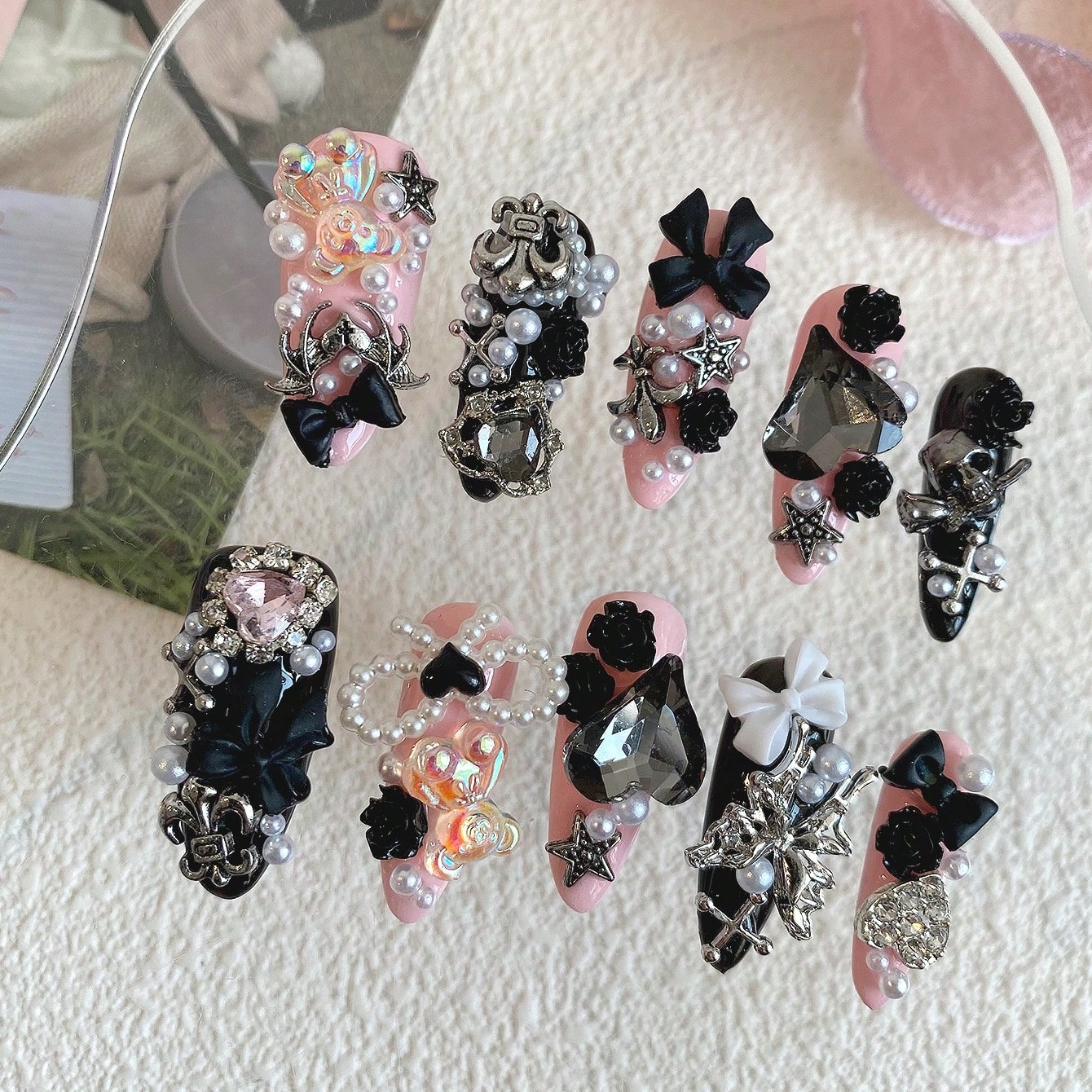 10pcs Long Coffin Pink Black G - Ribbon Bow Gift review and price
