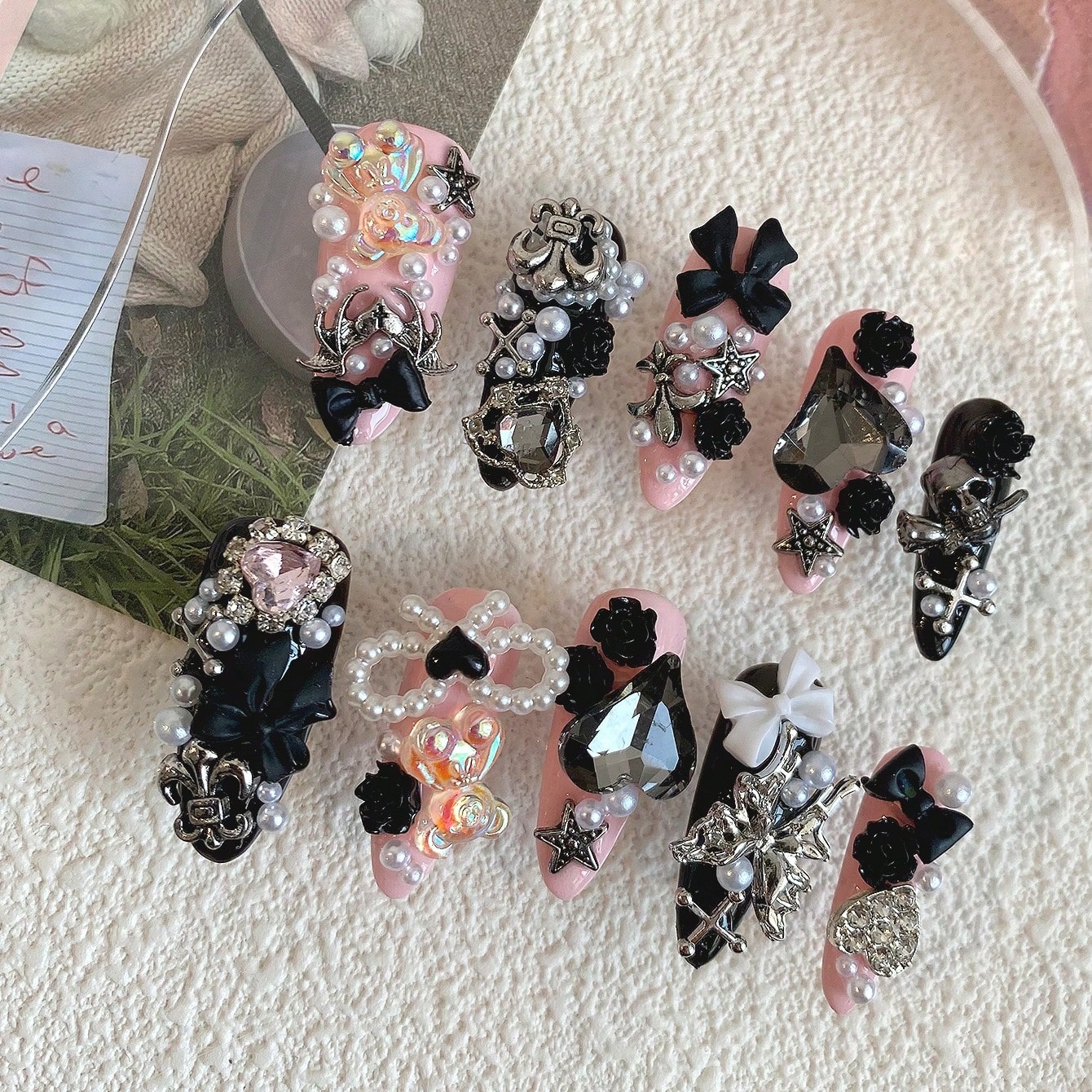 10pcs Long Coffin Pink Black G - Ribbon Bow Gift review and price