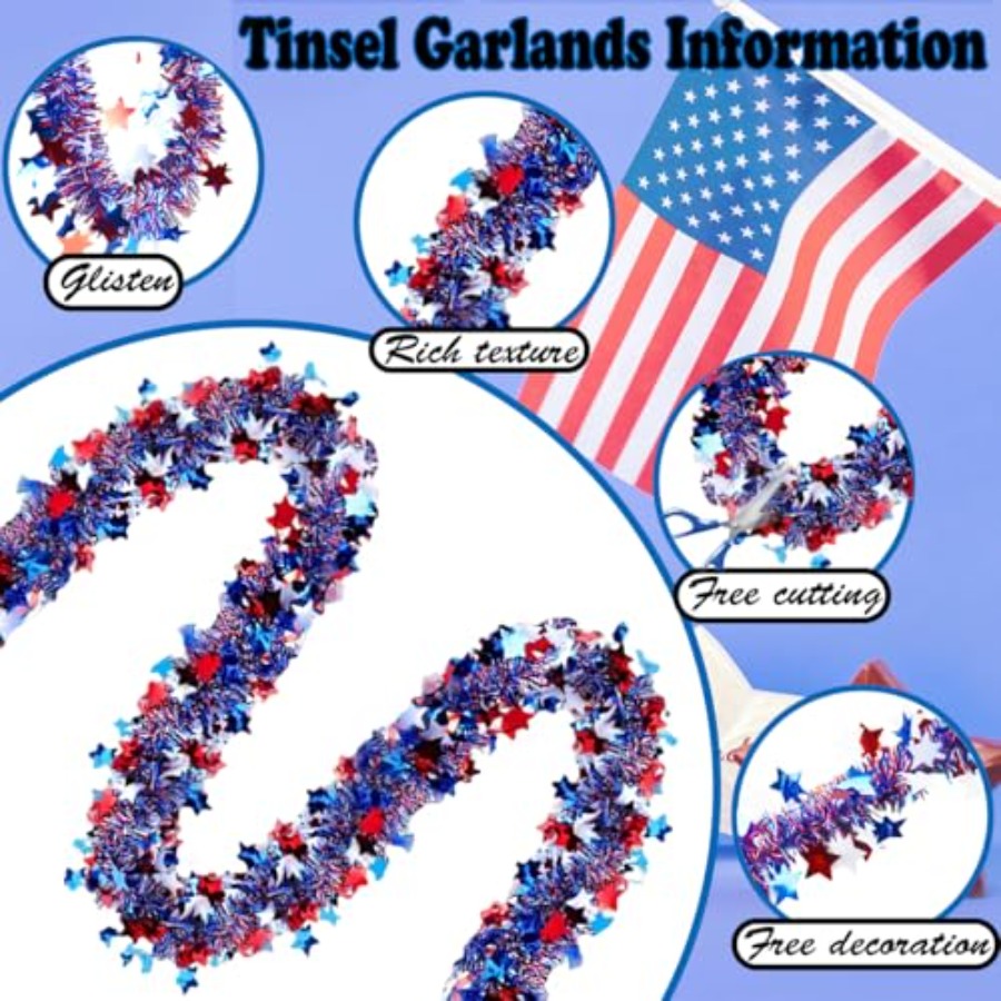 33 Ft 4th of July Decorations  - Tinsel Garland Decoration review and price