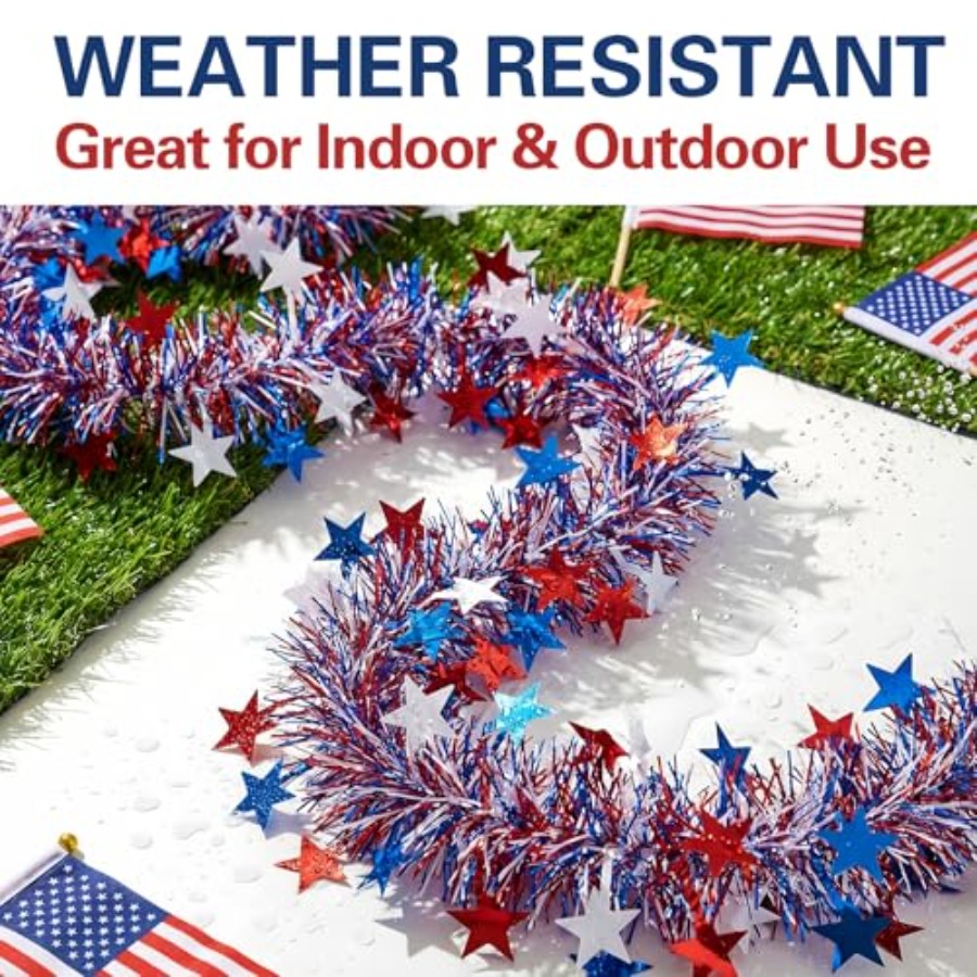 50 Ft Patriotic Glitter Tinsel - Tinsel Garland Decoration review and price