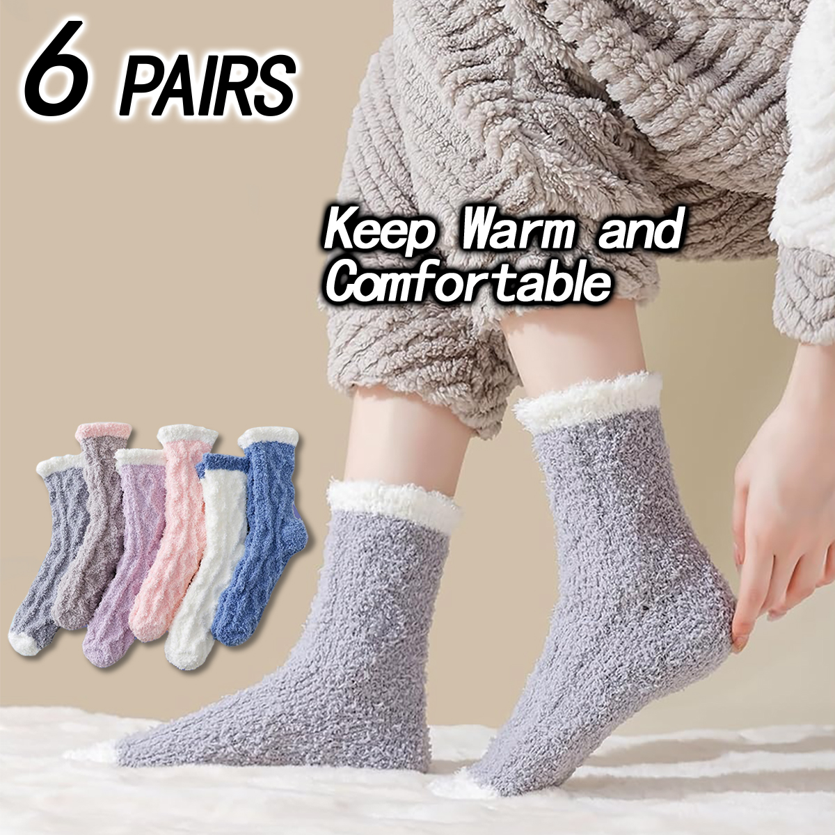 6/12 Pairs of Fuzzy Socks Soft - Christmas Stocking Hanging review and price